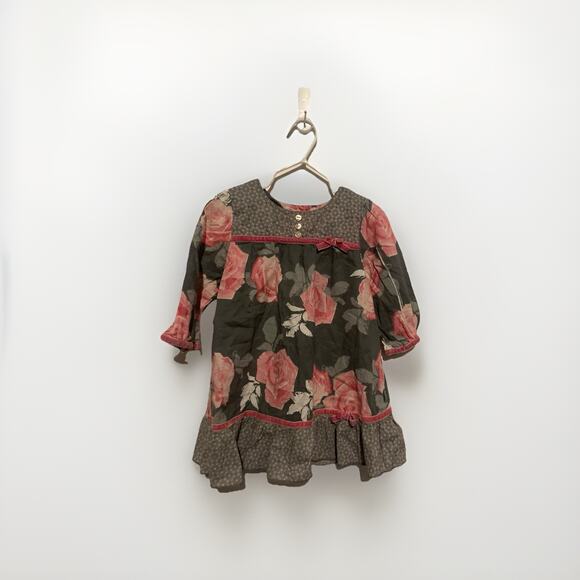 Pumpkin Patch Toddler Girls Dressfloral Pink And Grey Size 12-18 Month - Picture 1 of 5